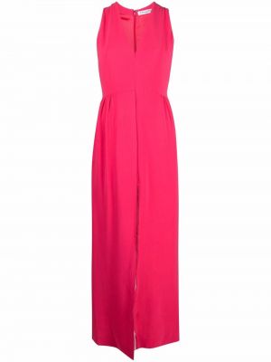 Hedvábné dlouhé šaty bez rukávů na zip Christian Dior - růžová