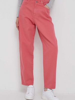 Jeansy z wysoką talią United Colors Of Benetton różowe