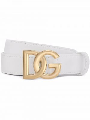 Кожаный колан с катарама Dolce & Gabbana бяло