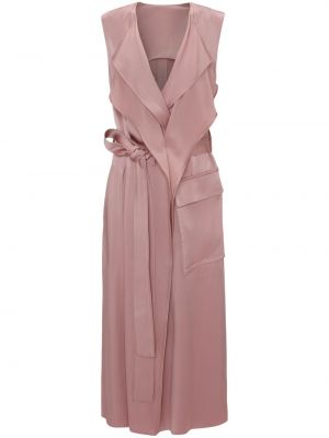 Růžové saténové midi šaty Victoria Beckham
