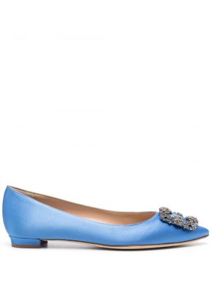 Pantofi din satin Manolo Blahnik albastru