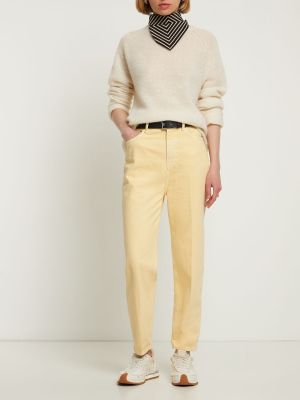 Bavlněné skinny džíny Totême žluté
