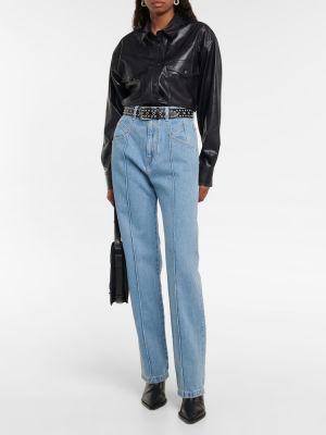 Proste jeansy z wysoką talią Isabel Marant niebieskie