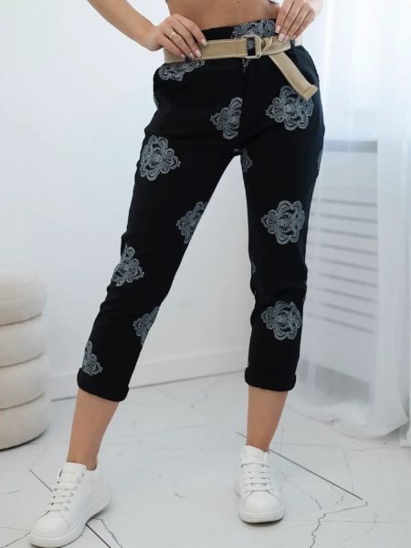 Pantaloni din viscoză cu imagine Kesi negru