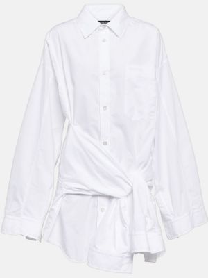 Vestido camisero de algodón Balenciaga blanco