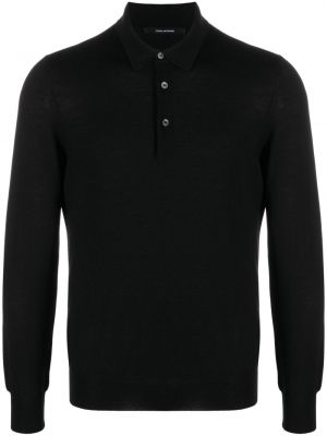 Vilnas polo krekls ar pogām Tagliatore melns