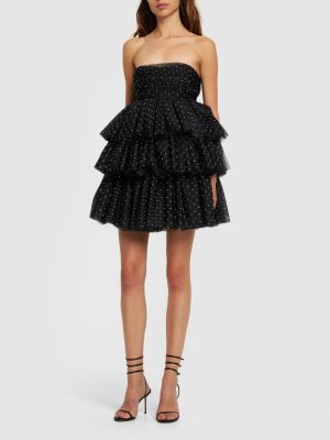 Sukienka mini bez rękawów z siateczką Rotate czarna