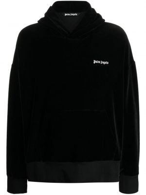 Velours hoodie mit stickerei Palm Angels schwarz