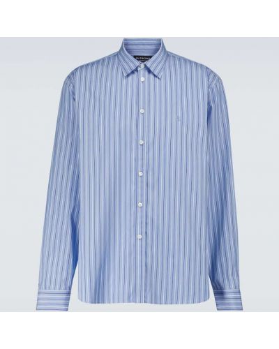 Памучна риза с дълъг ръкав Balenciaga синьо
