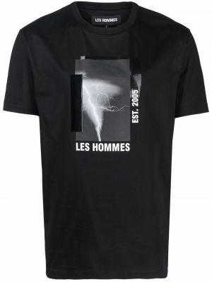 Camiseta con estampado Les Hommes negro