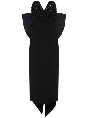Černé midi šaty s mašlí Rebecca Vallance