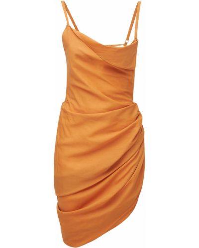 Viskózové mini šaty Jacquemus oranžová