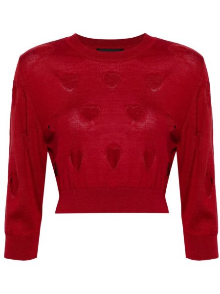 Пуловер със сърца Simone Rocha червено