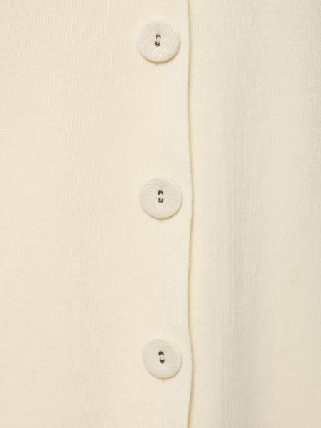 Robe mi-longue en coton en tricot à col v Jil Sander beige