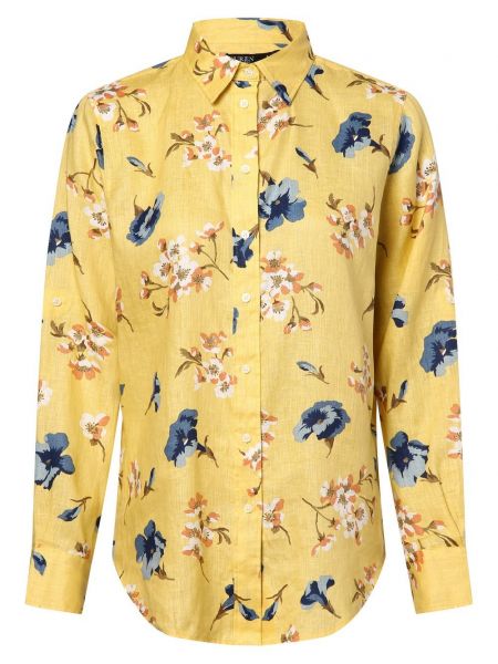 Lniana bluzka Lauren Ralph Lauren żółta