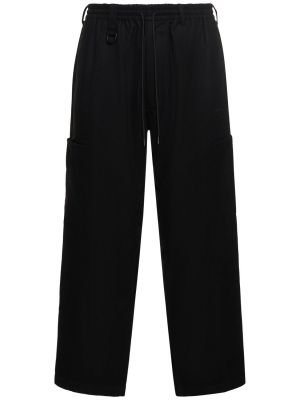 Pantaloni de lână de flanelă Y-3 negru