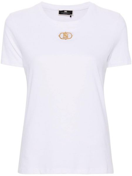 Bavlněné tričko Elisabetta Franchi bílé