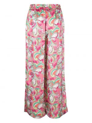 Květinové rovné kalhoty s potiskem Blugirl růžové