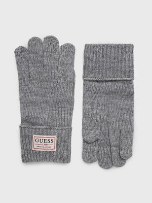 Vlněné rukavice Guess šedé