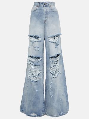 Džíny s vysokým pasem s oděrkami Vetements modré