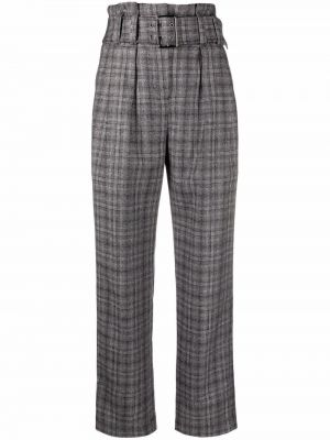 Pantalones de cintura alta a cuadros Brunello Cucinelli gris