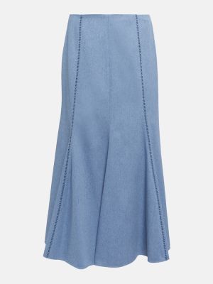 Bavlněné midi sukně s vysokým pasem Gabriela Hearst modré