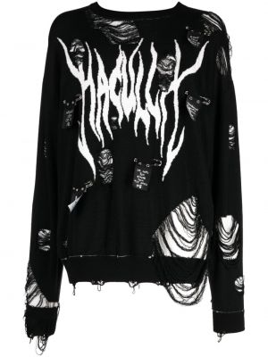 Distressed woll pullover mit print Haculla