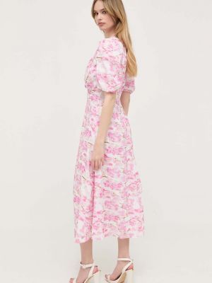 Midi šaty Bardot růžové