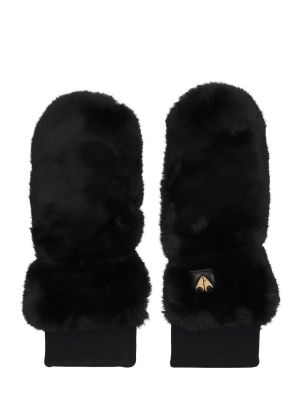Mănuși cu blană din piele Moose Knuckles negru