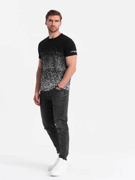 Gradient βαμβακερή μπλούζα με σχέδιο Ombre μαύρο