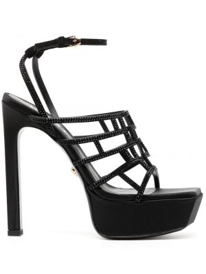 Krištáľové sandále Versace čierna