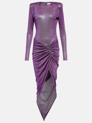 Drapiruotas asimetriškas midi suknele Alexandre Vauthier violetinė