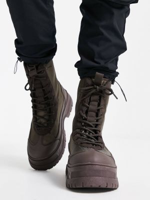 Ботинки на шнуровке чанки Asos коричневые