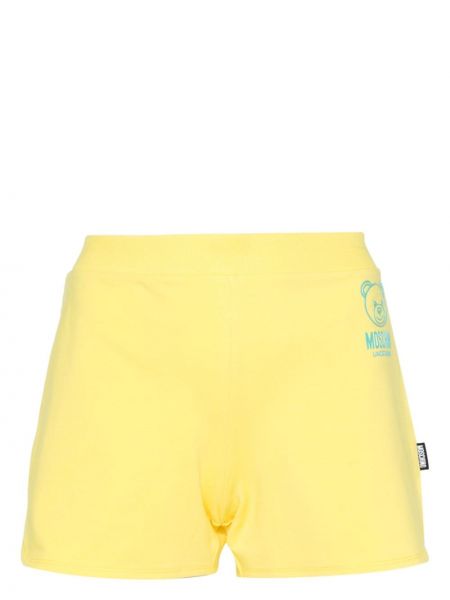 Kratke hlače s printom od jersey Moschino žuta