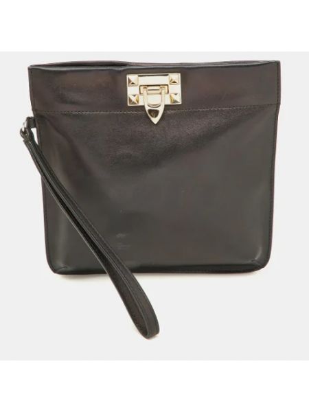 Bolso clutch de cuero retro Valentino Vintage negro