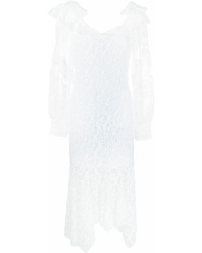 Вечерна рокля на цветя с дантела Philosophy Di Lorenzo Serafini бяло