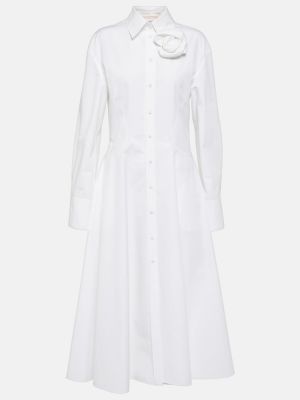 Φλοράλ βαμβακερή μίντι φόρεμα Valentino λευκό