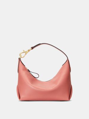 Bolsa de hombro de cuero con cremallera Lauren Ralph Lauren rosa