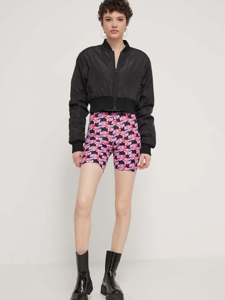 Kratke traper hlače visoki struk s printom Karl Lagerfeld Jeans ružičasta