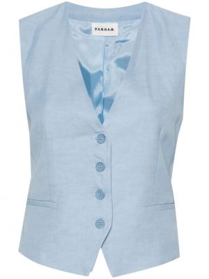 Péřová vesta s knoflíky s výstřihem do v P.a.r.o.s.h. modrá