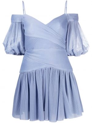 Πλισέ κοκτέιλ φόρεμα από σιφόν Zimmermann μπλε