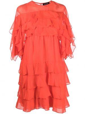 Hedvábné mini šaty s krátkými rukávy Rochas - červená