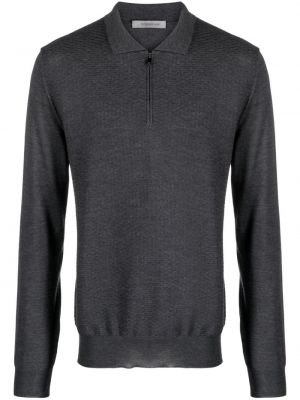 Vlnený sveter na zips Corneliani sivá