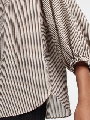 Camicia di seta di cotone a righe Brunello Cucinelli