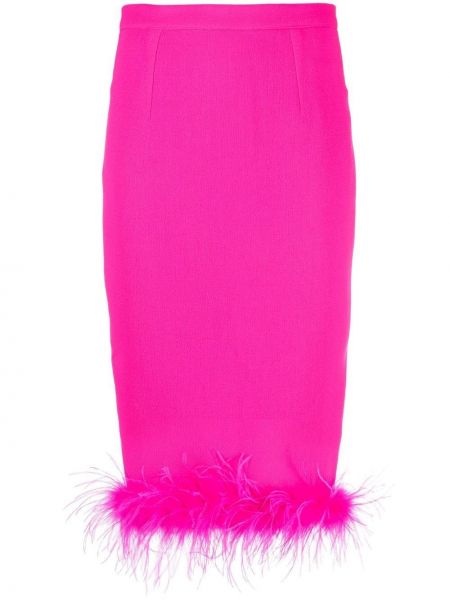 Vilnonis pieštuko formos sijonas su plunksnomis Styland rožinė