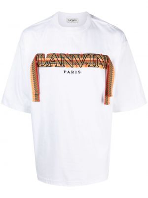 Haftowana koszulka koronkowa Lanvin biała