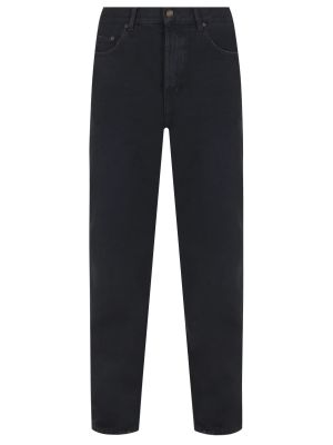 Хлопковые прямые джинсы Saint Laurent черные