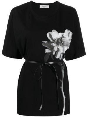 Camiseta de flores Valentino negro