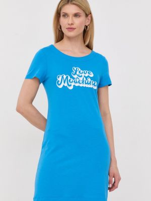 Bavlněné mini šaty Love Moschino - modrá