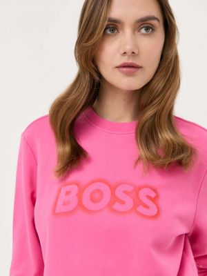 Bluza bawełniana z nadrukiem Boss różowa